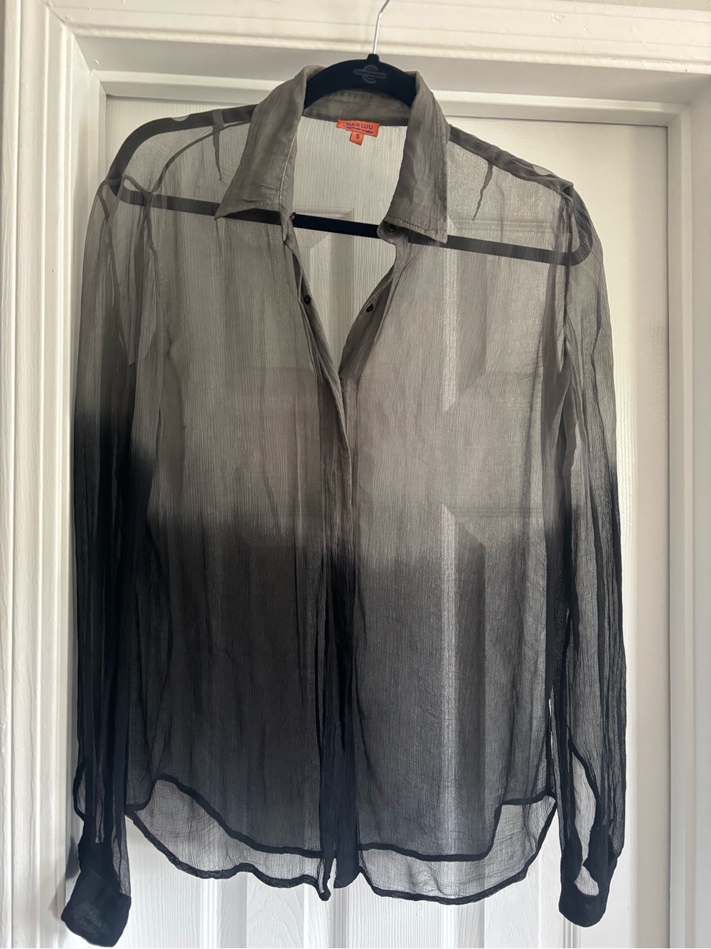 Chan Luu Black and Gray Sheer Ombre Button-Down Shirt